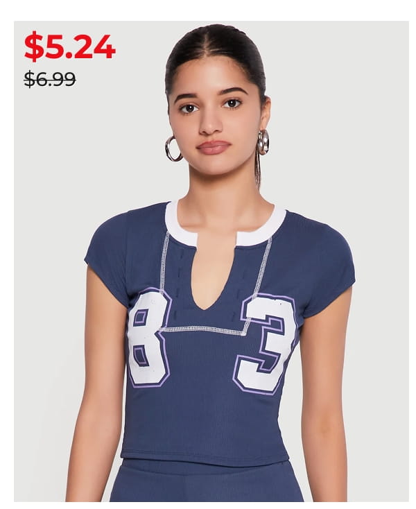 Shop Contrast Trim 83 Graphic Cap Sleeve Tee