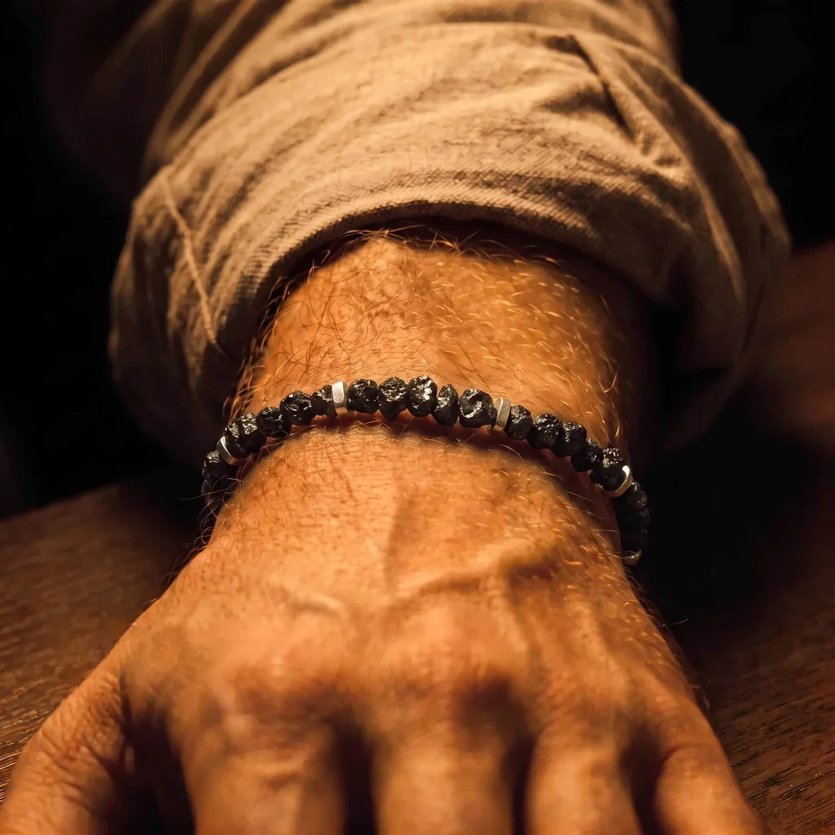 Raw black diamond bracelet, 35 carat