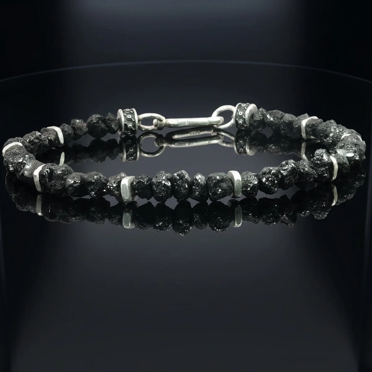 Raw Black Diamond Bracelet, 35 carat
