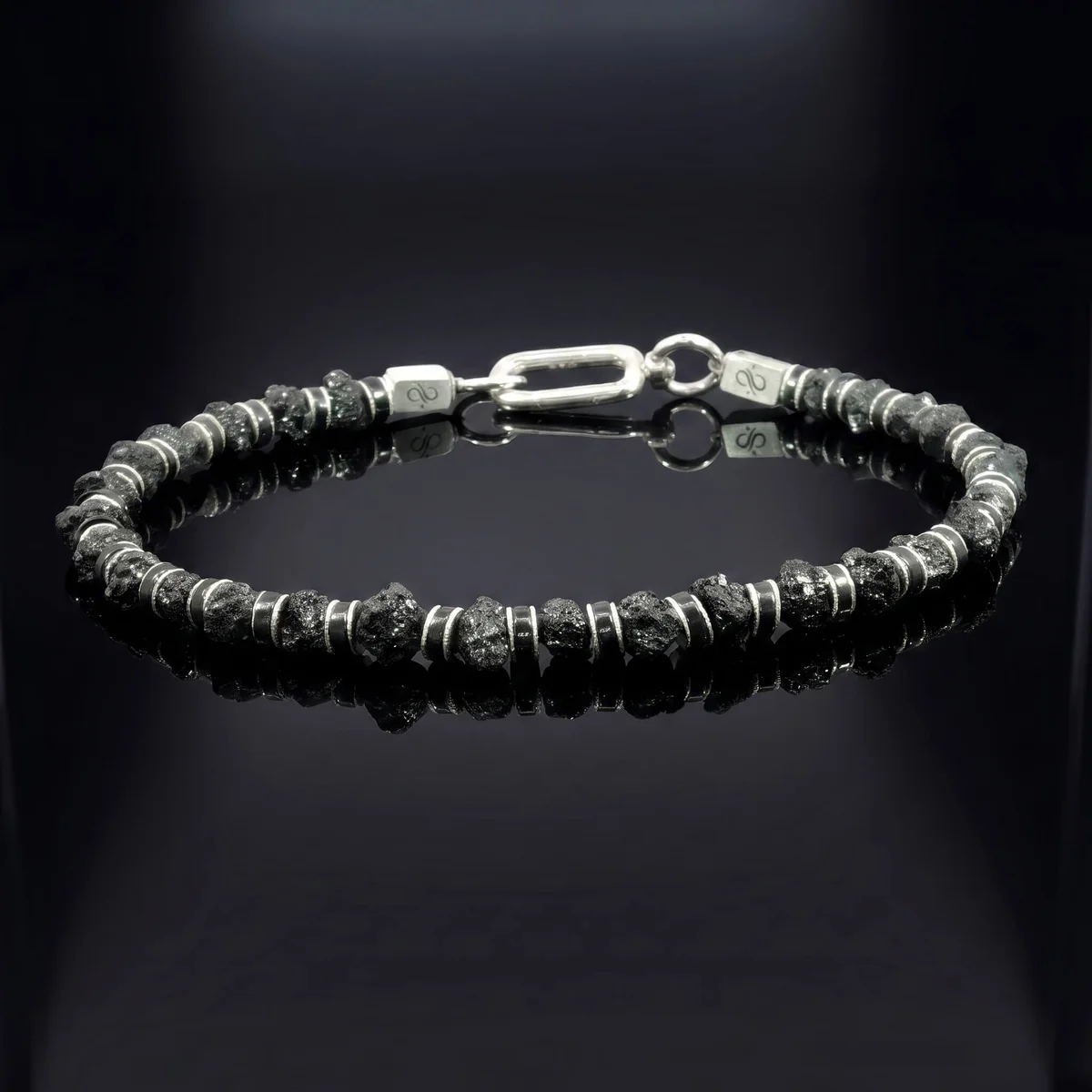 Raw Black Diamond and Hematite Bracelet, 20 carat