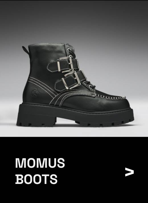 Momus Black Buckle Boots
