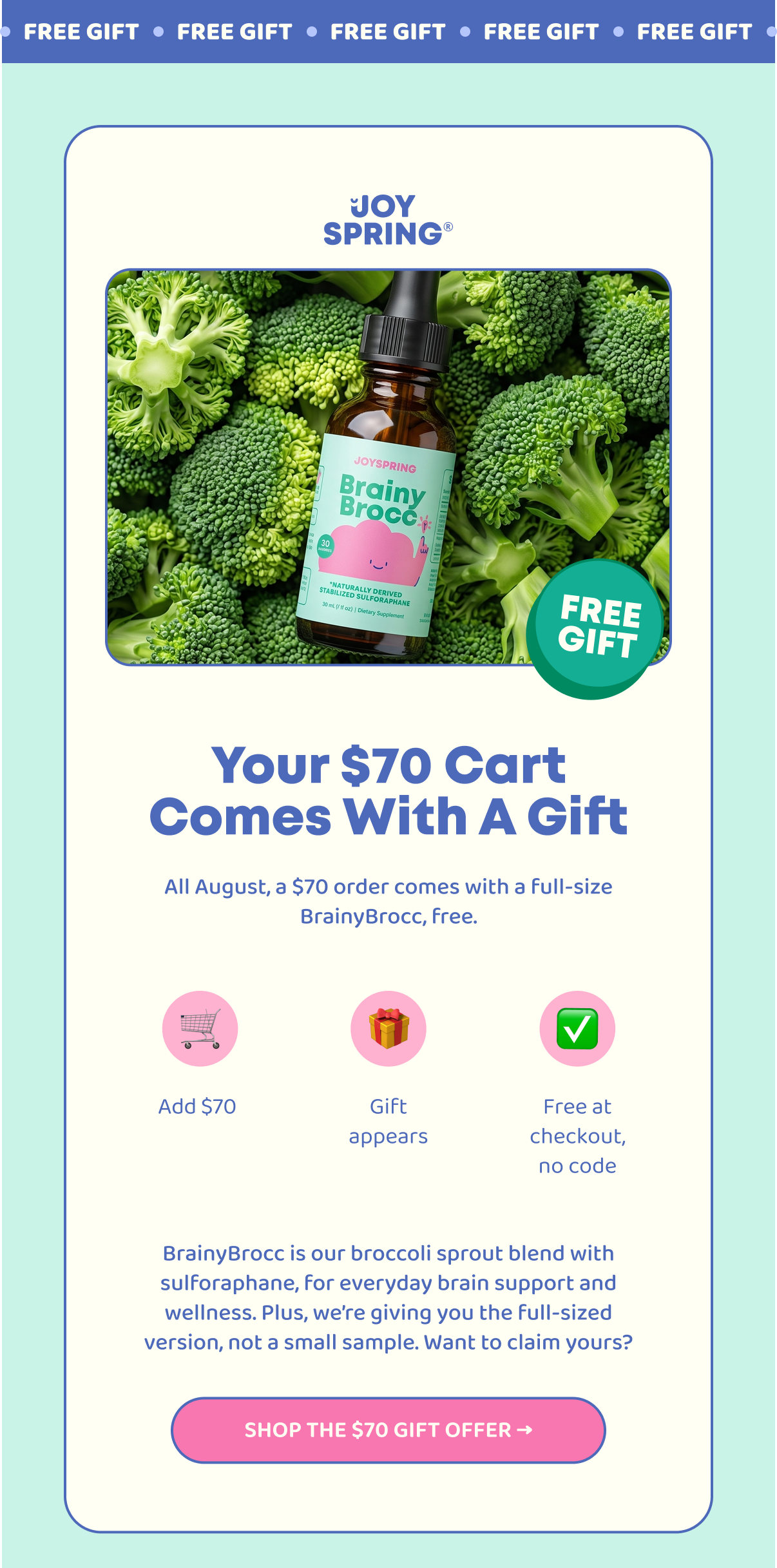 Your $70 Cart Comes With A Gift
