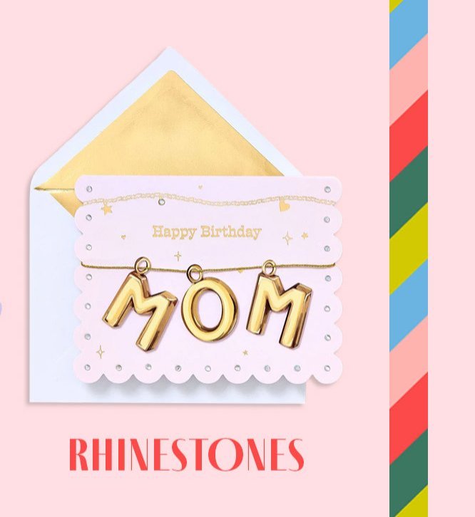 Gold Mom Charm Embellished Birthday Card