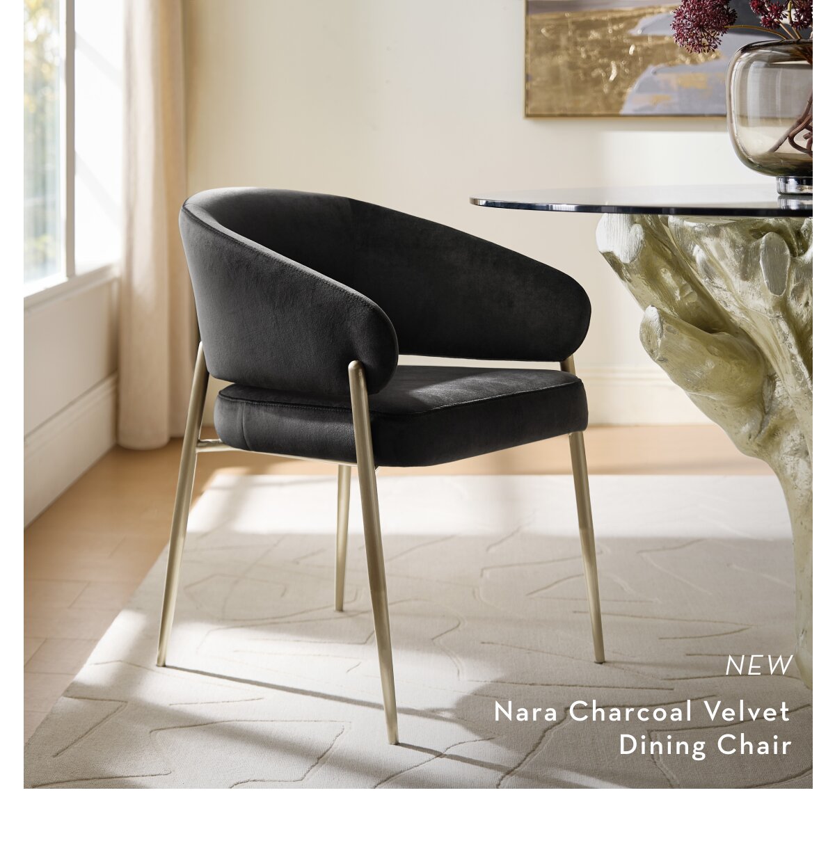 Nara Charcoal Velvet Dining Chair