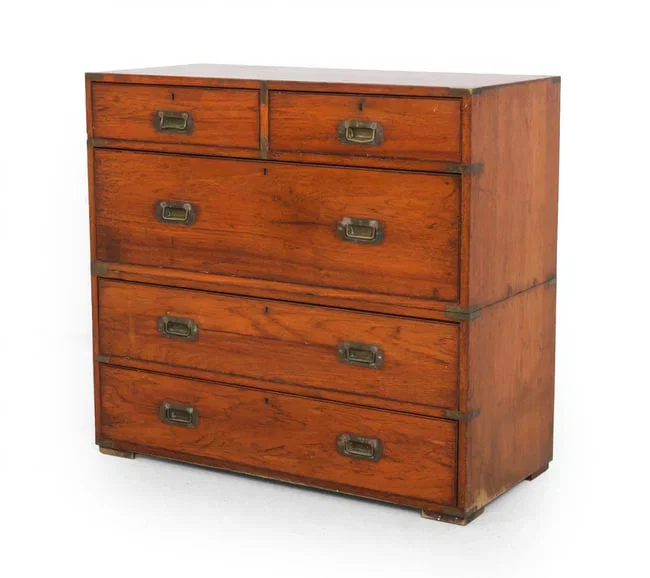 ARMY & NAVY CSL 19TH C. MAHOGANY CAMPAIGN CHEST