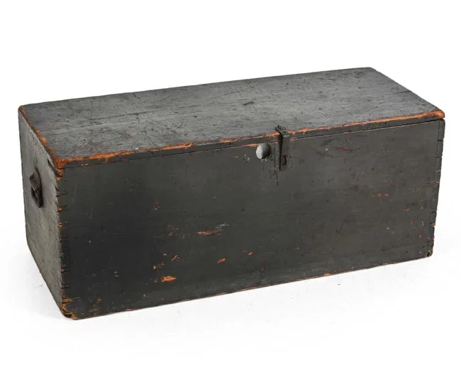 19TH C. PAINTED PINE BLANKET CHEST