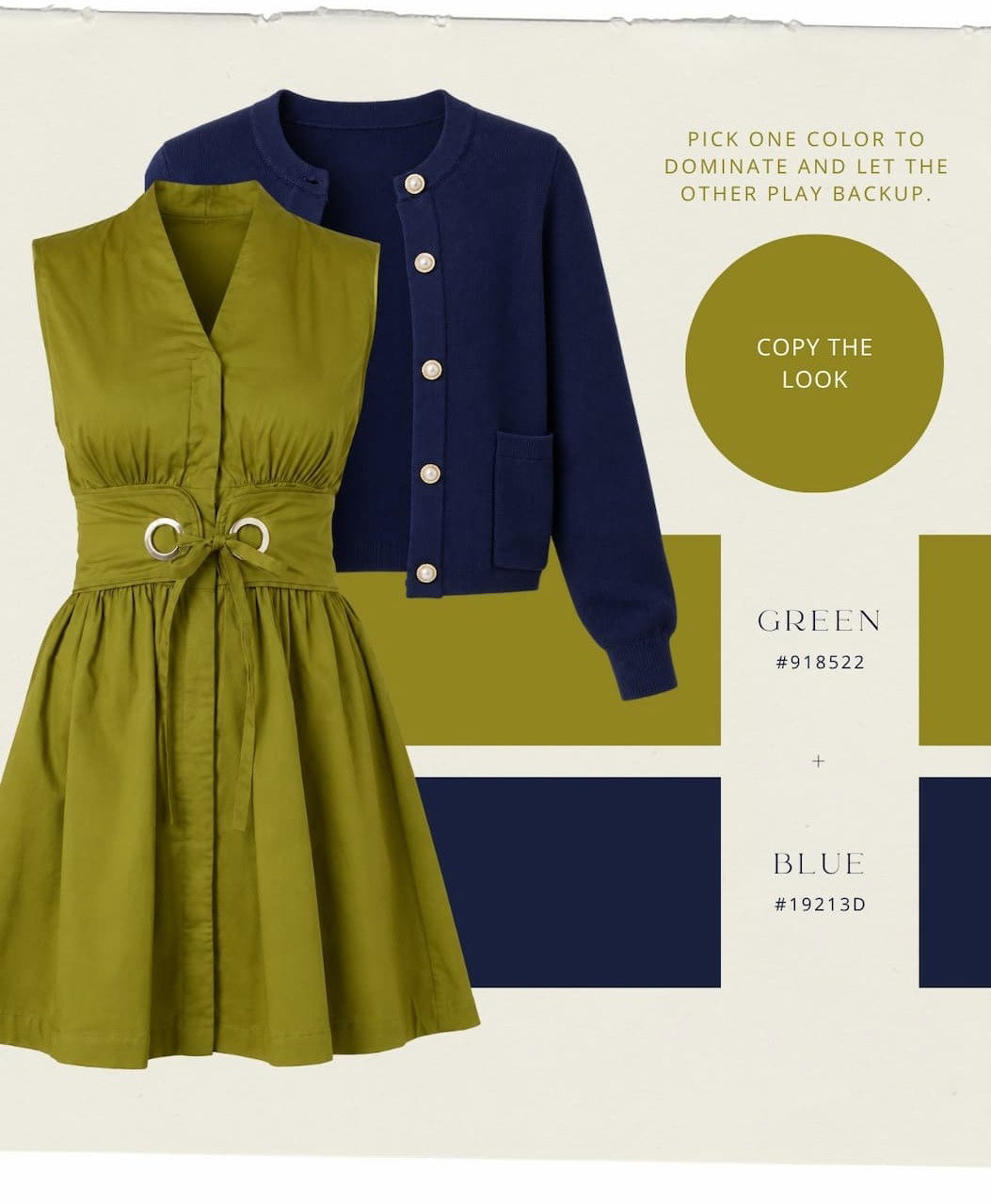 "Green + blue color combo. Copy the look."