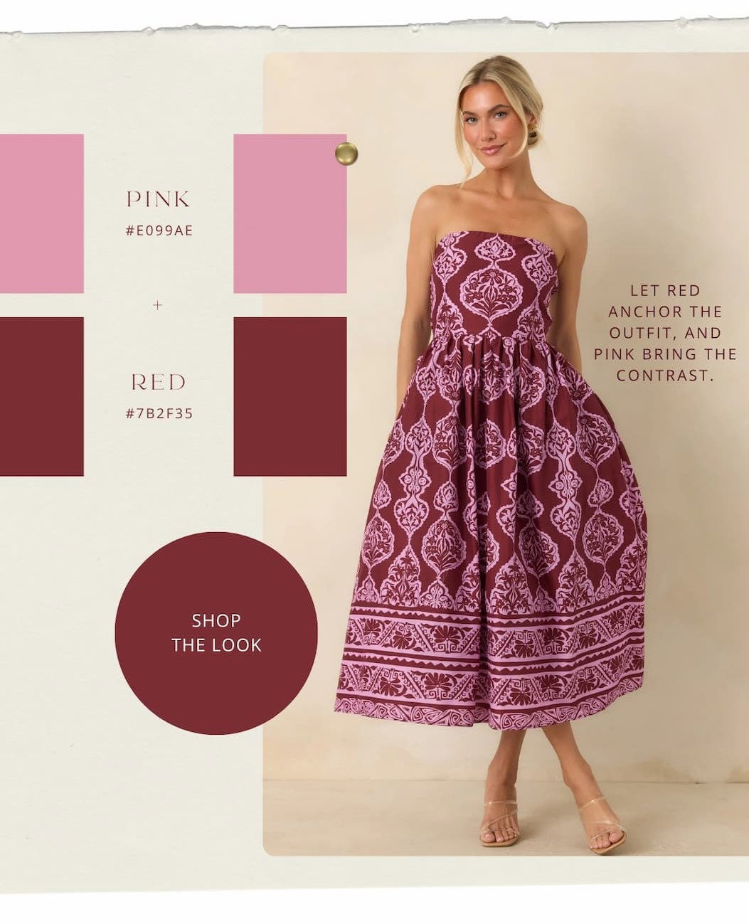 "pink and red color combo. Shop the Look."