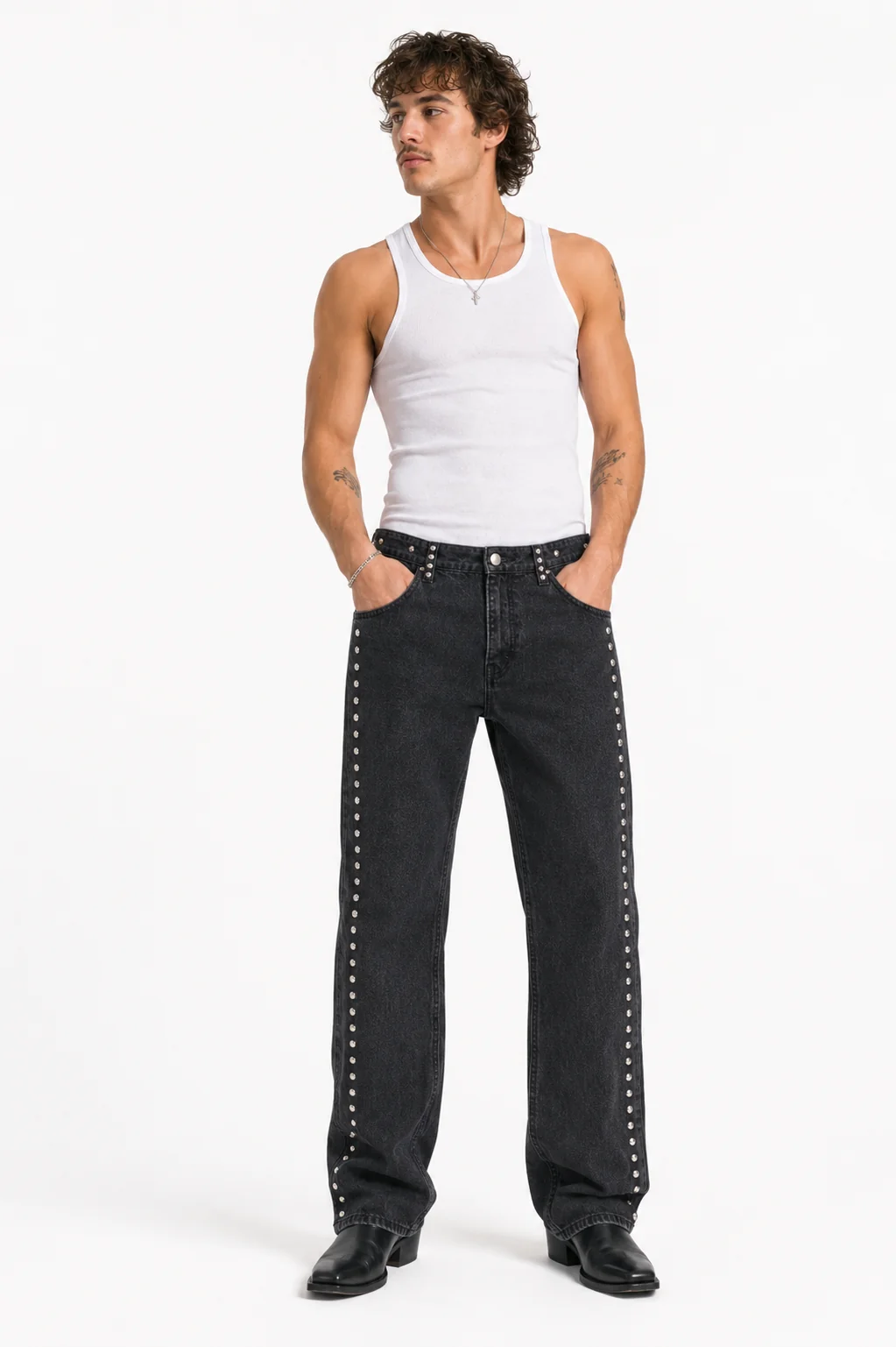 Image of Studded Straight Leg Jeans