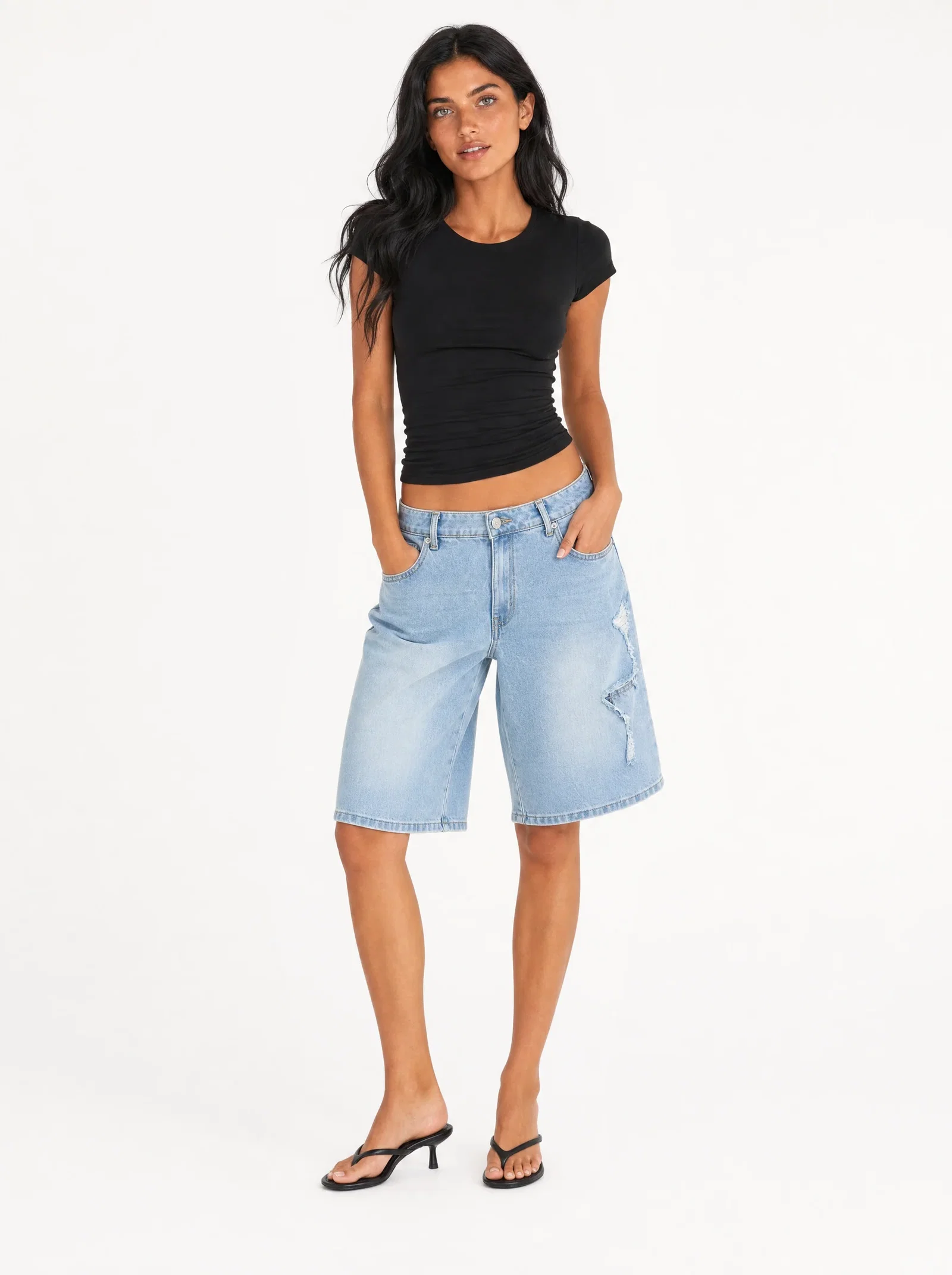Image of Denim Bermuda Shorts
