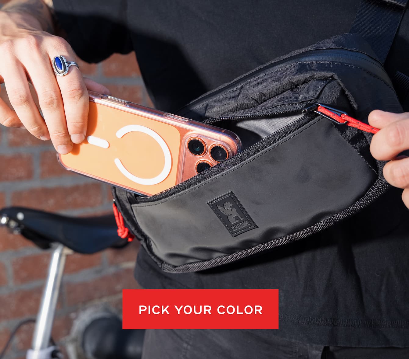 The new Micro Kadet 3L in Reflective adding a phone to the outer pocket