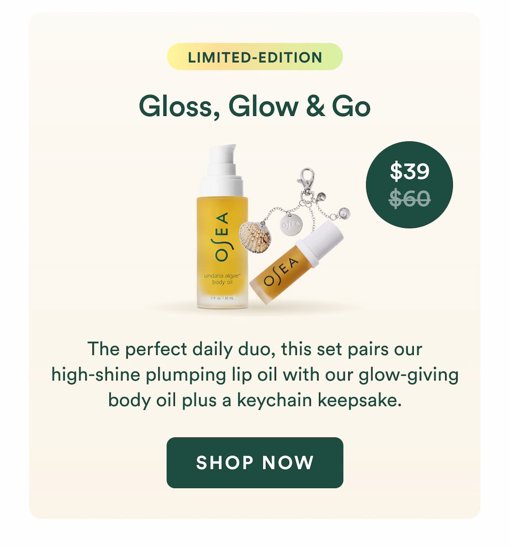 The perfect daily duo, this set pairs our high-shine plumping lip oil with our glow-giving body oil plus a keychain keepsake. 
