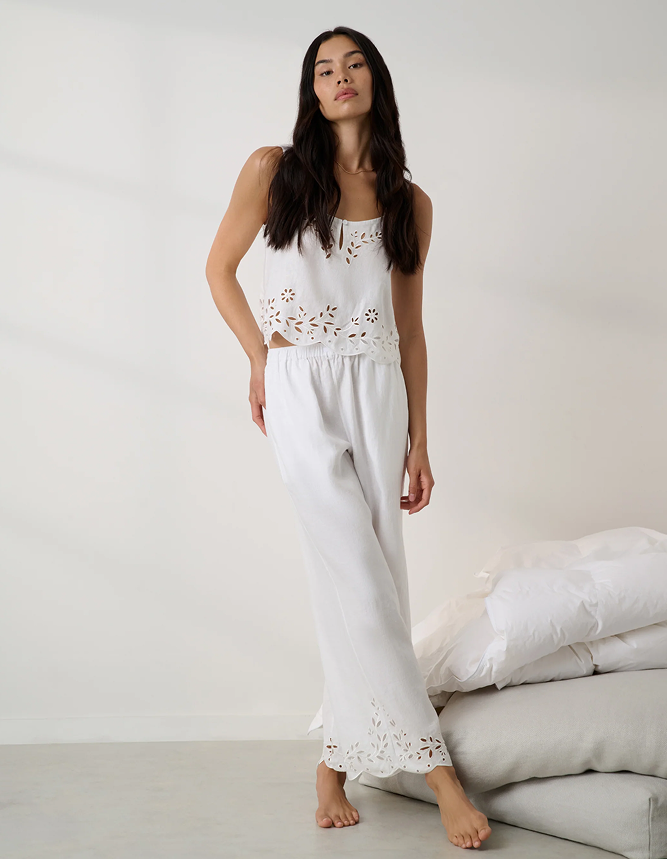 linen eyelet top - white 