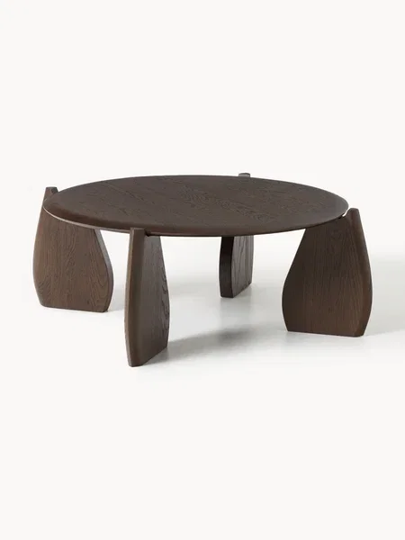 Mesa de centro redonda XL de madera de roble Hilda