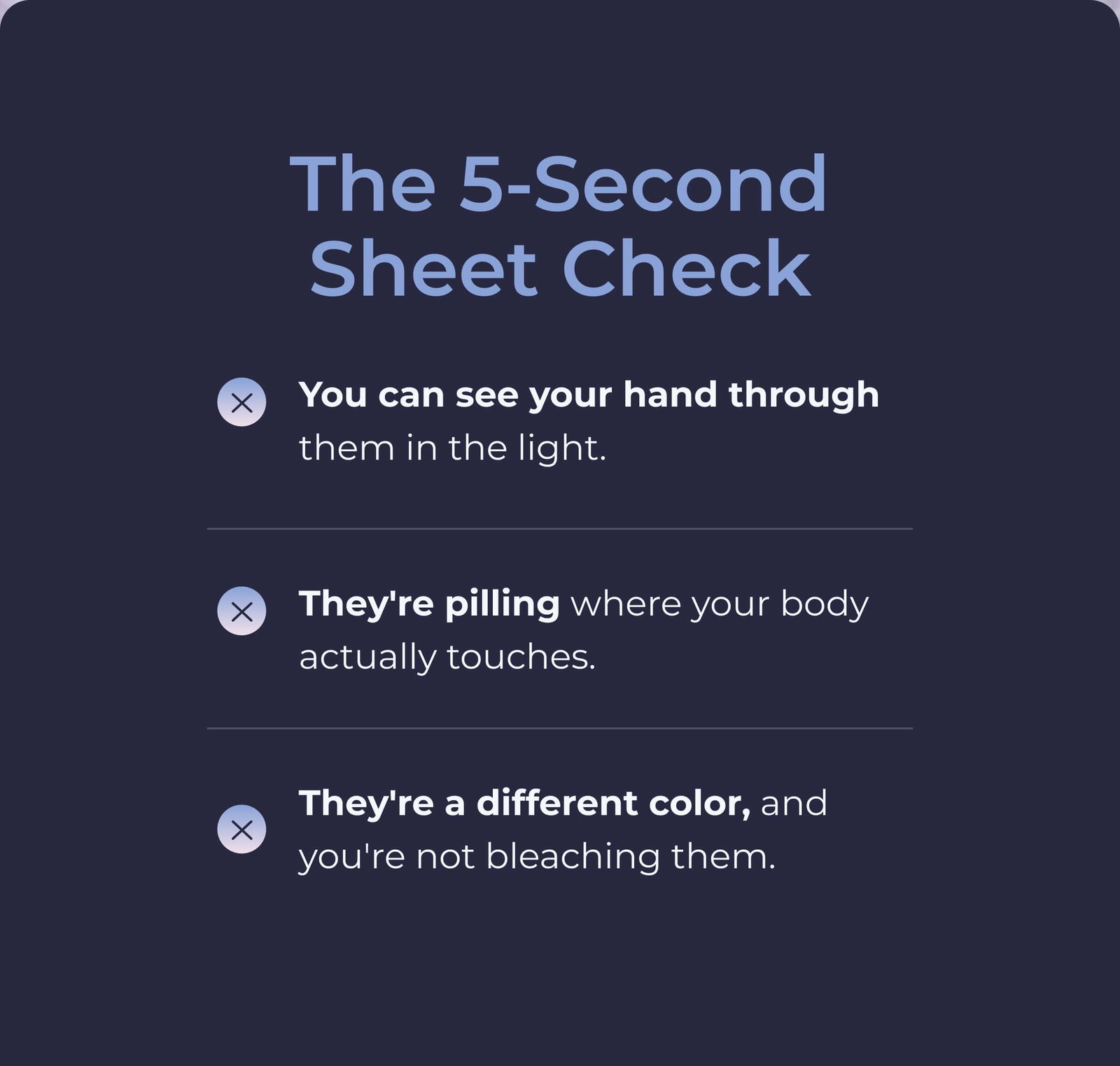 The 5- second sheet check