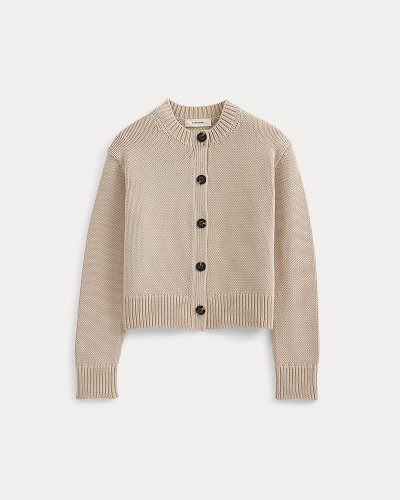 Image | Open-Knit Cardigan Crew in Elevated Cotton | Peyote