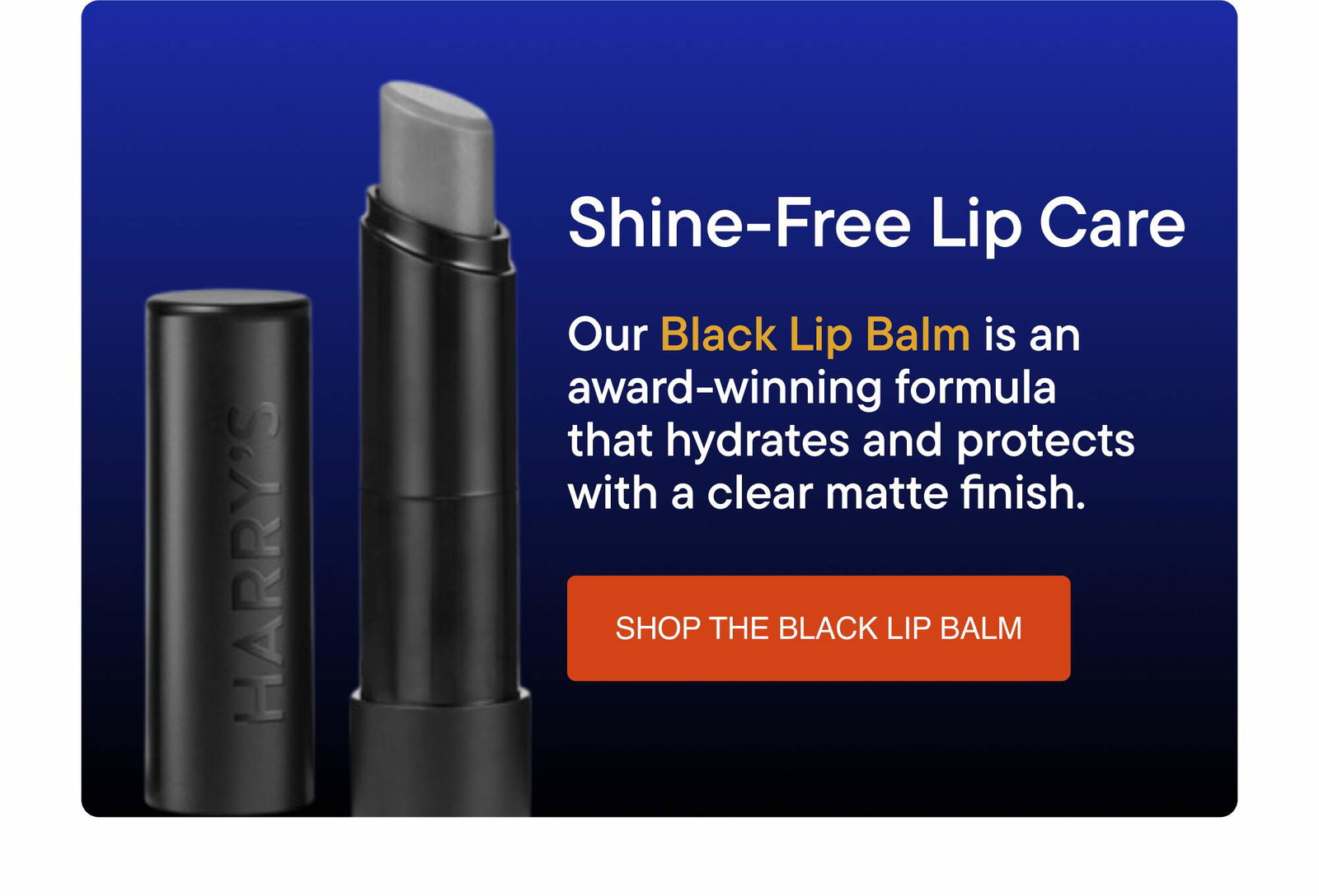 black lip balm hydrates and protects with a clear matte finish