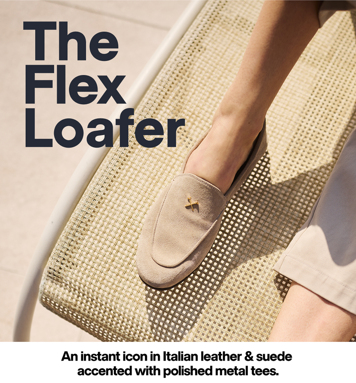 The Flex Loafer - Italian leather & suede accented with polished metal tees.