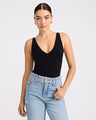 Body Contour Light Compression V-Neck Bodysuit in Stretch Cotton