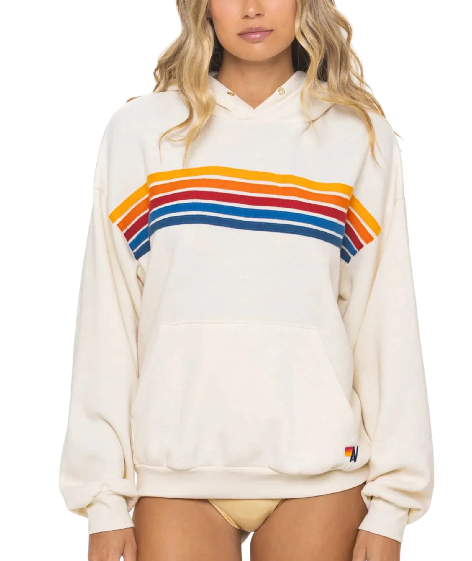 Image of Aviator Nation Women 5 Stripe Relaxed Pullover Hoodie