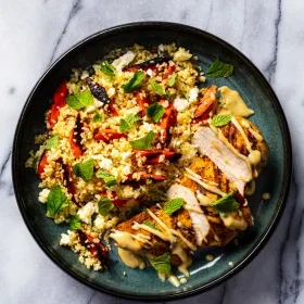 Grilled Spiced Chicken and Carrots with Bulgur