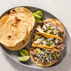 Grilled Skirt Steak and Poblano Tacos