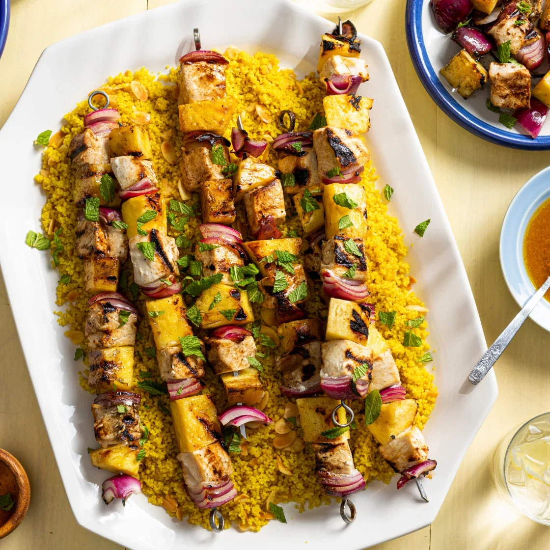 Grilled Swordfish and Pineapple Skewers with Couscous