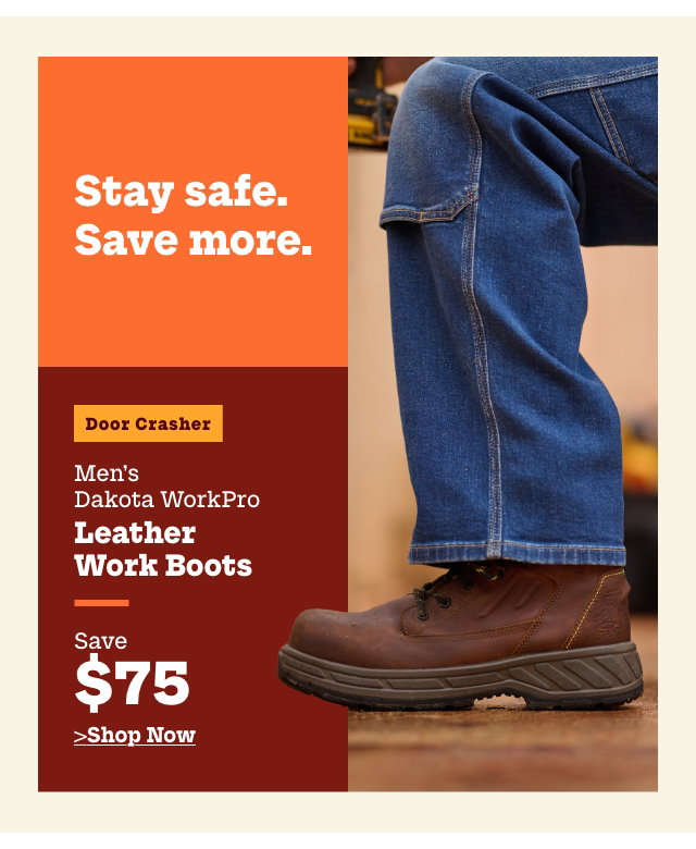 Door Crasher Men's Dakota WorkPro Leather Work Boots Save $75