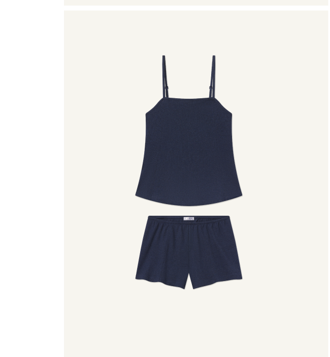 Pima Rib Shorts Set in Navy Heather
