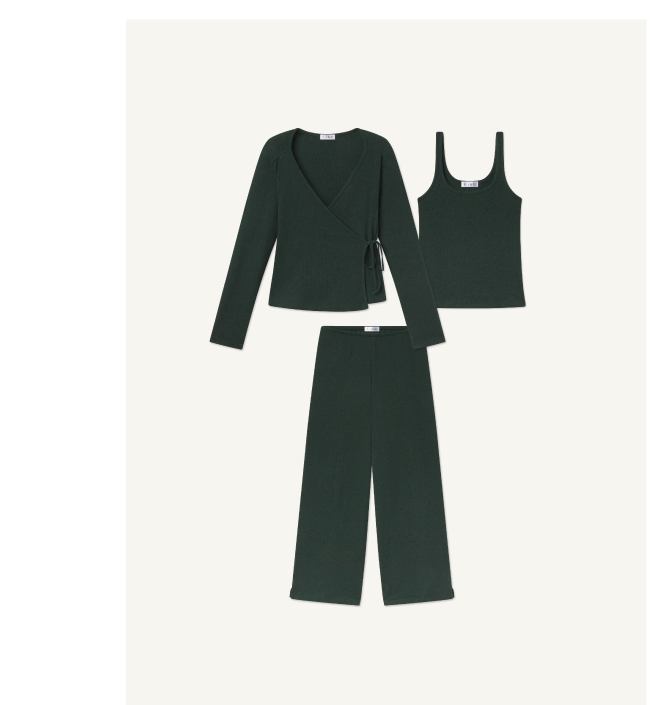 Pima Rib 3-Piece Set in Trekking Green Heather