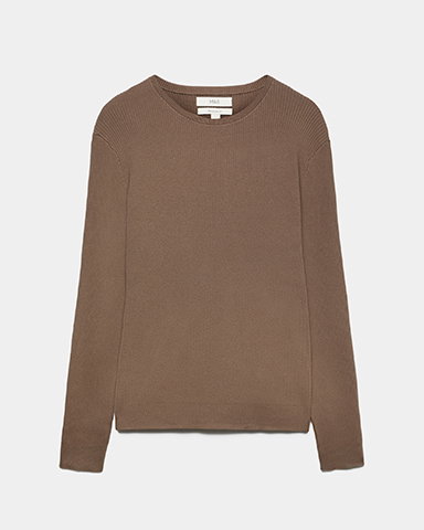 Espresso Cotton Blend Crew Neck Smart Jumper