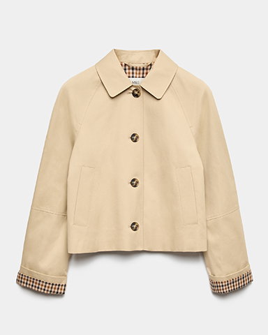Sand Pure Cotton Short Button Through Jacket