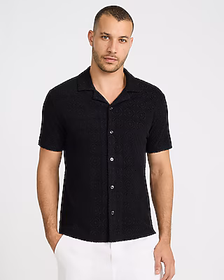 Textured Geo Terry Cloth Polo