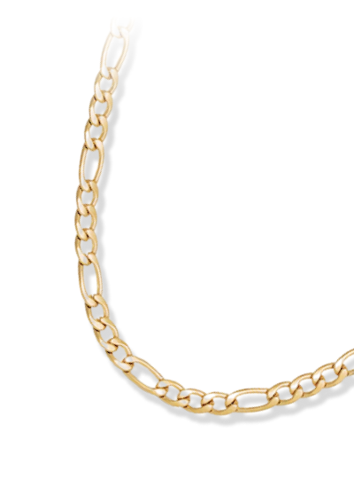 Yellow gold Figaro chain necklace.