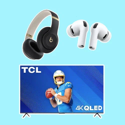 TCL tv, beats headphones and apple airpods
