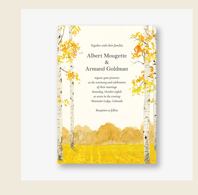Yellow Leaves Wedding Invitation
