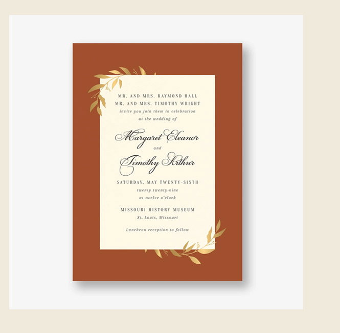 Wrapped Vines Foil Wedding Invitation