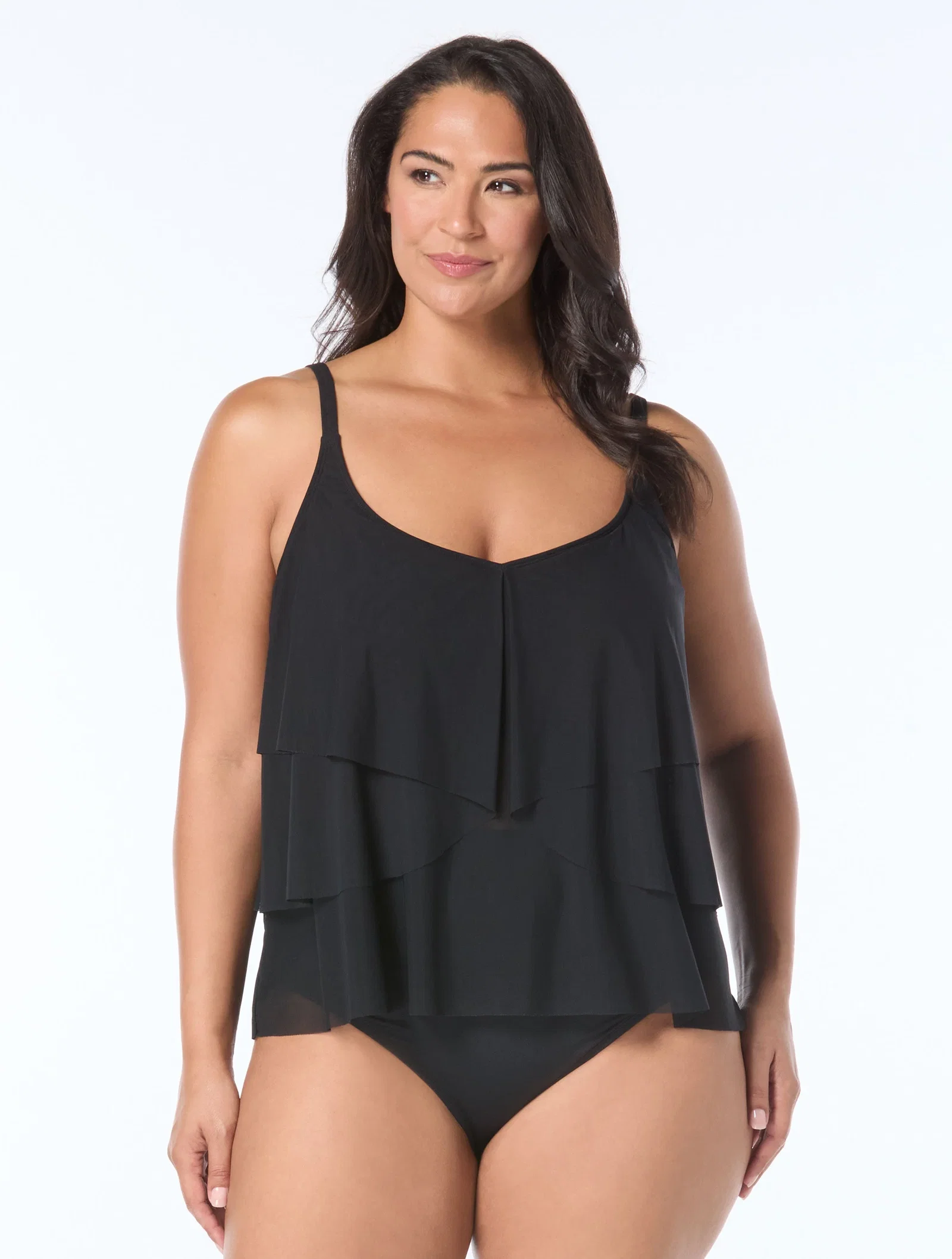 Image of Coco Reef Lotus Ruffle Bra Sized Underwire Tankini Top - Classic Solids