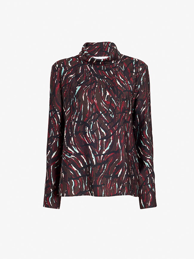 Ansel Top in Printed Soft Twill in Coffee Multi