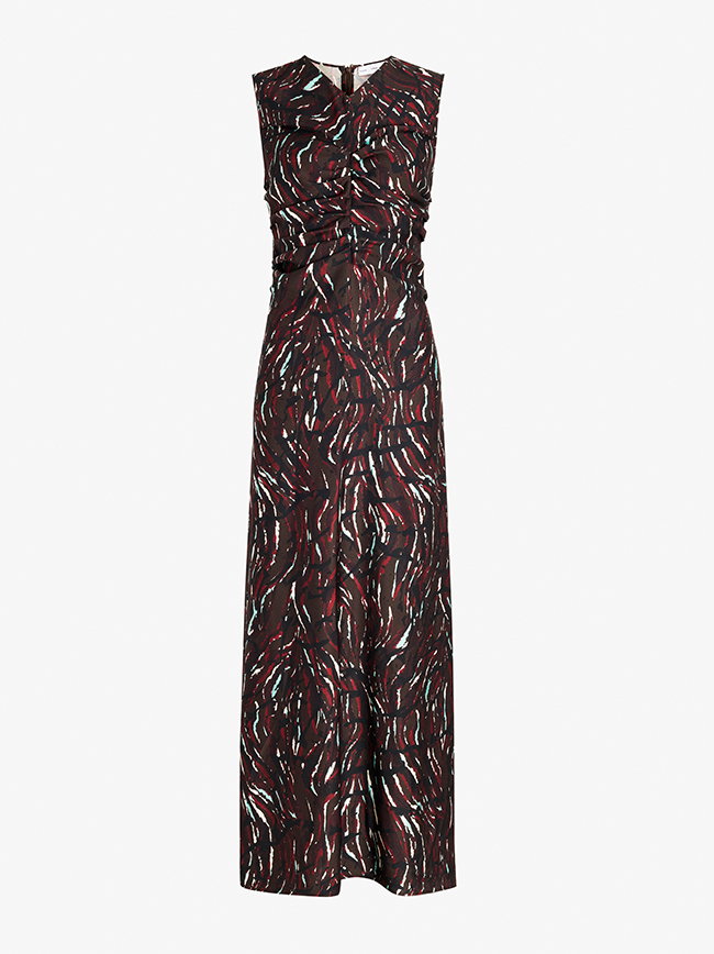 Clem Dress in Printed Soft Twill in Coffee Multi