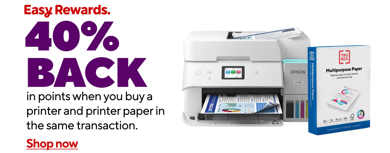 40% back in points when you buy a Printer and Paper