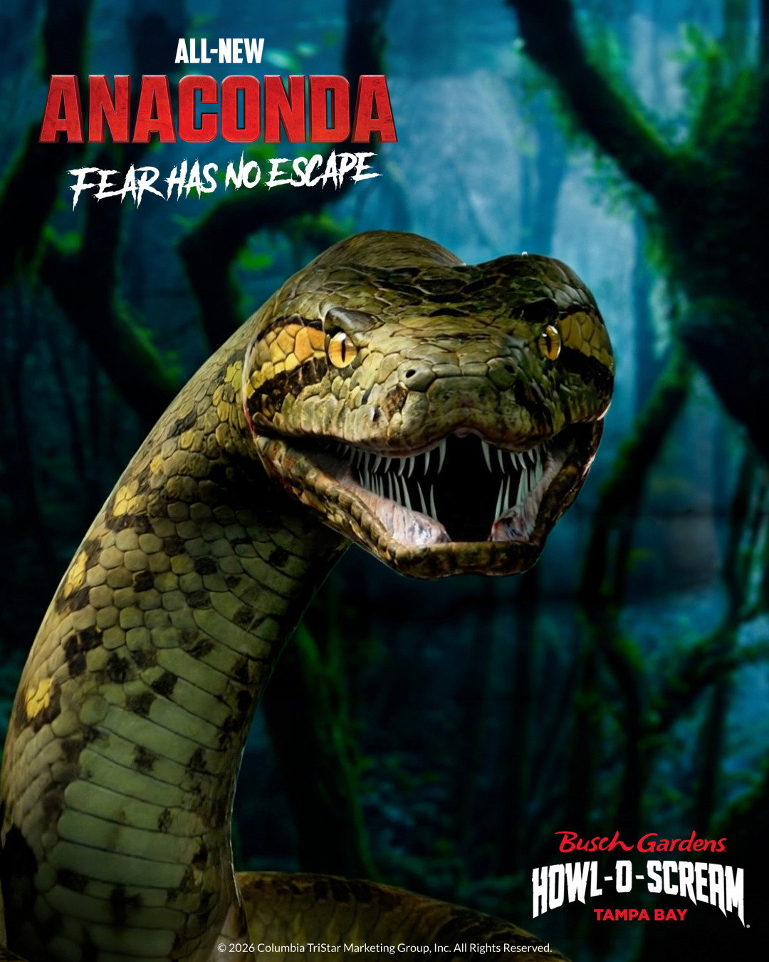 Busch Gardens Howl-O-Scream Tampa Bay ALL-NEW HAUNTED HOUSE ANACONDA: FEAR HAS NO ESCAPE