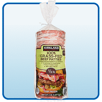 Kirkland Signature Grass-Fed Beef Patties, 1/3 lb Patty, 15-Count, 5 lb