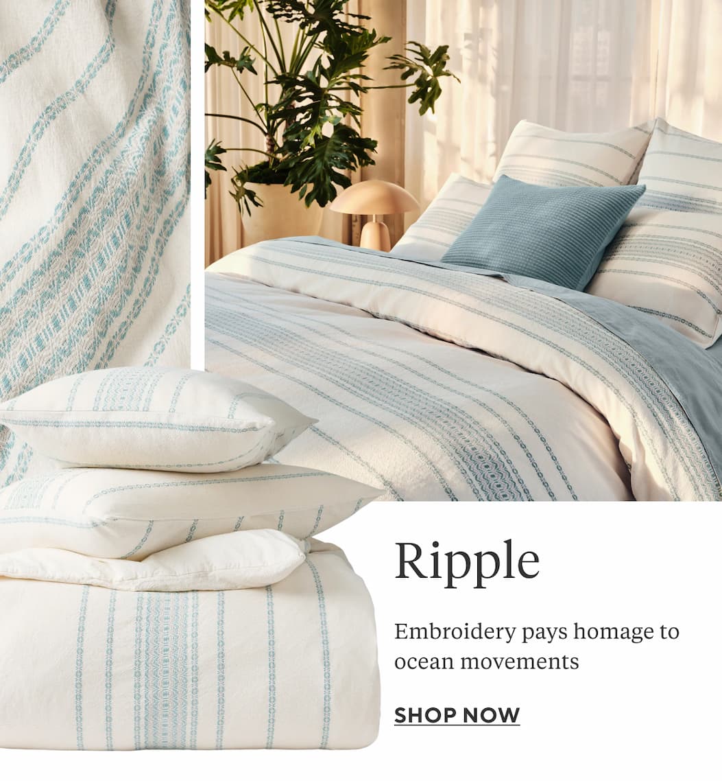 RIPPLE STRIPE Embroidery pays homage to ocean movements