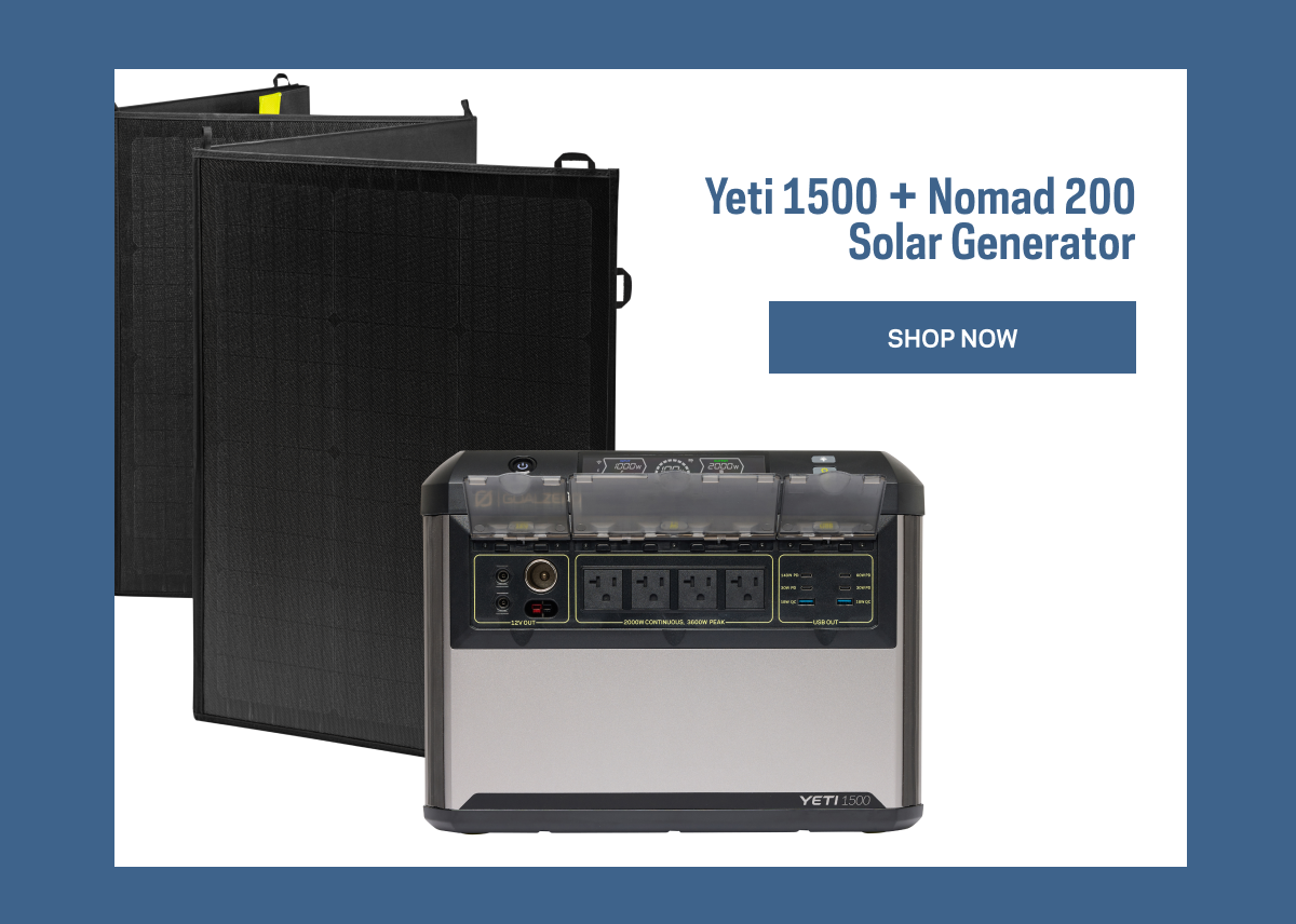 New Yeti 1500 + Nomad 200 Solar Generator
