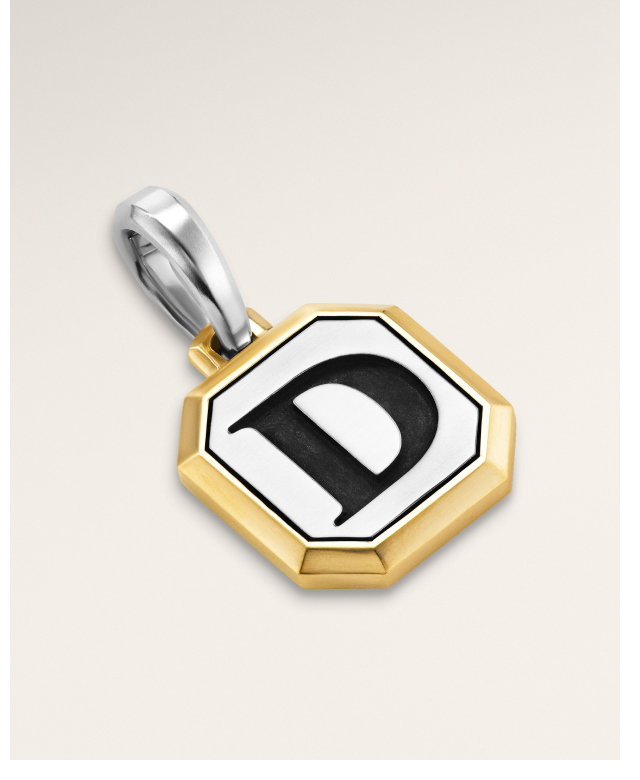 Initial AmuletSterling Silver with 14K Yellow Gold D, 17mm