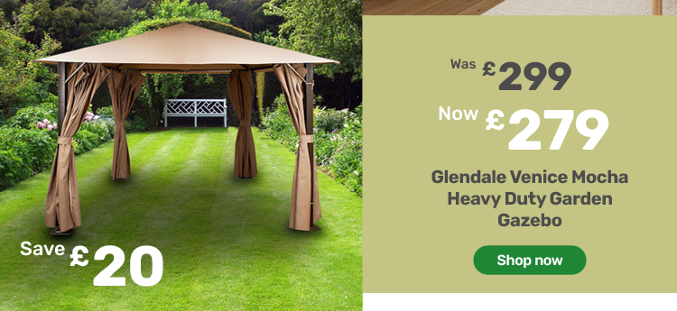 Glendale Venice 2.5 x 2.5m Mocha Heavy Duty Garden Gazebo. Was £299 now £279