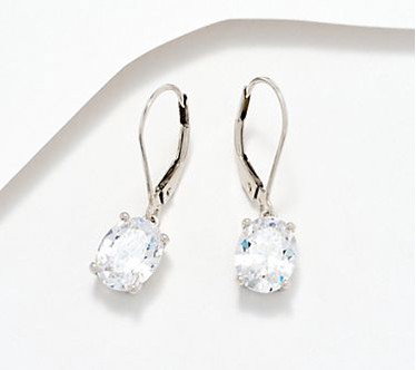 Diamonique Classics Choice of Cut Leverback Earrings, Sterl
