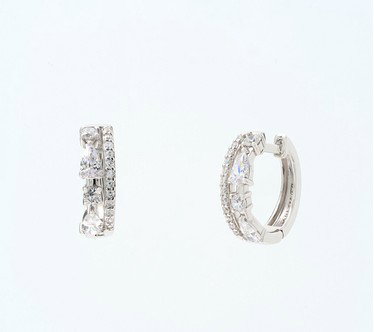 Diamonique Classics Double Huggie Illusion Hoop Earrings, Sterl