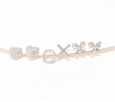 Diamonique Set of 3 Lovable Studs in Gift Box, Sterling